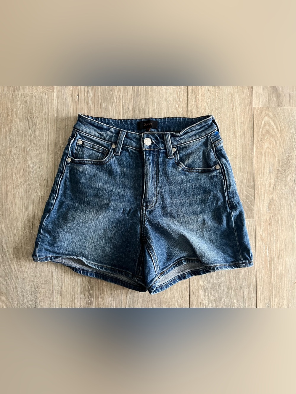 Quince Women’s Bella Stretch Vintage Shorts Atlantic Blue - Size 25 - Picture 2 of 8